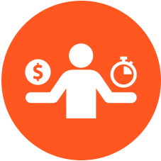 Online training cost effective time saver icon